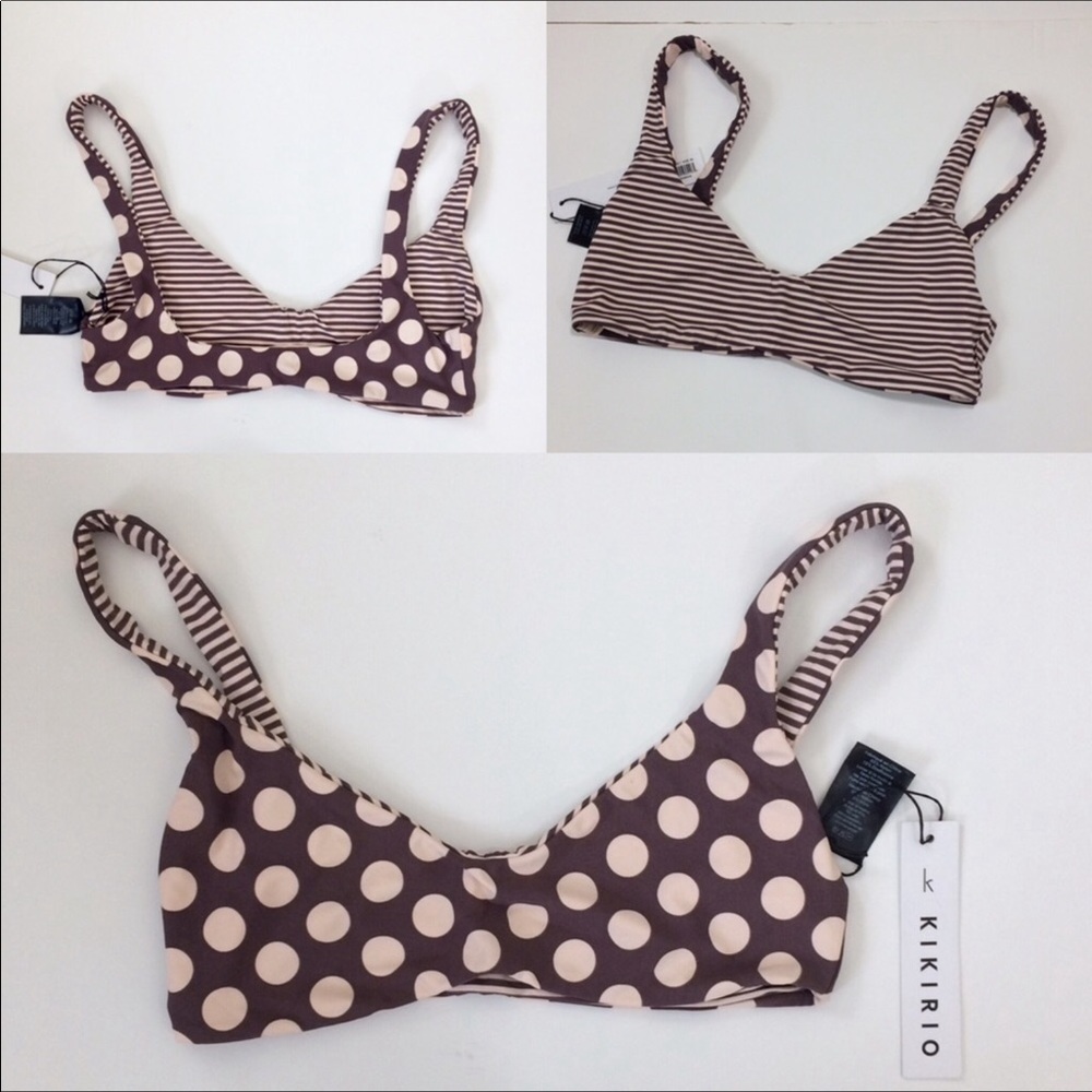 Kikirio Reversible dots stripes bikini top Medium